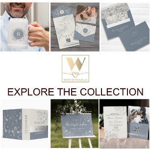 Elegant Dusty Blue Wedding All In One Invitation