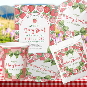 Berry Sweet 2nd Birthday Strawberry Party  Napkin