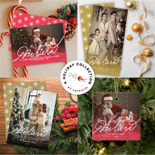 Believe Star Christmas Photo Holiday Greeting Card