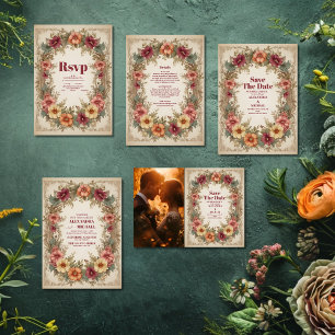 Victorian Ornate Floral Frame Wedding Invitation