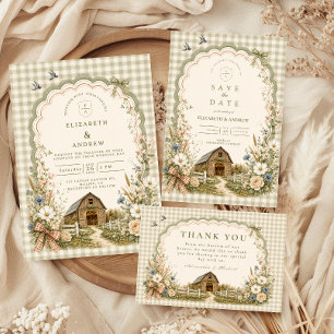 Rustic Cottagecore Barn Wedding Invitation