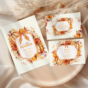 A Little Pumpkin Fall Floral Baby Shower Invitation