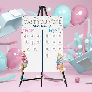 Team Boy Gender Reveal Party Vote Ice Cream   Classic Round Sticker