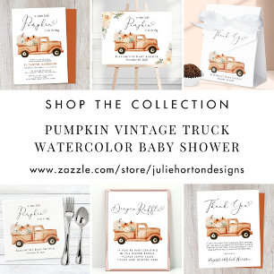 Pumpkin Floral Truck Virtual Baby Shower Invite