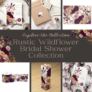 Rustic Wildflower Floral Burgundy & Blush  Wedding Wrapping Paper