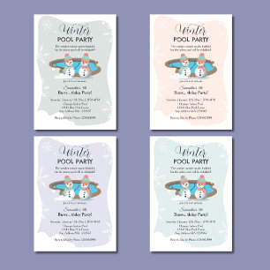 Winter Pool Birthday Party Invitation