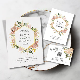 Elegant Neutral Watercolor Floral Wedding   Gold