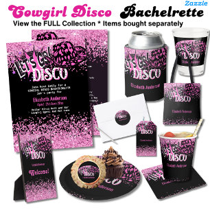 COWGIRL DISCO BACHELORETTE Pink Black Glitter Invi Flyer