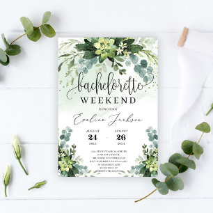 Greenery foliage succulent floral tied the knot invitation