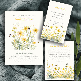 Yellow Wildflower Sweet As Bee Neutral Baby Shower Round Paper Coaster