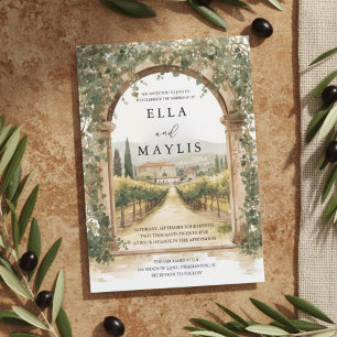 Italian Vineyard Wedding RSVP   Tuscan Arch Card