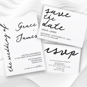 Handwritten Simple Minimalist Typography Wedding Save The Date