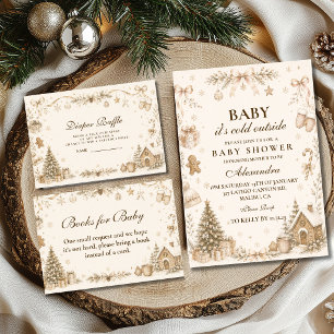 Neutral Winter Wonderland Diaper Raffle Enclosure Card