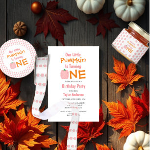 Little Pumpkin 1st Birthday Invitation
