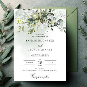 Greenery leaves boho eucalyptus personalzied invitation