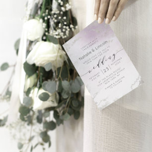 Ombre Light Purple Silver Foil Chic Wedding Square Invitation