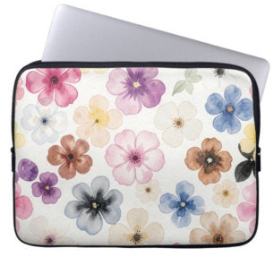 Dandelions Pink Black White Electronics laptop bag