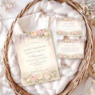 Blush Wisteria And Rose Garden Diapper Raffle Enclosure Card