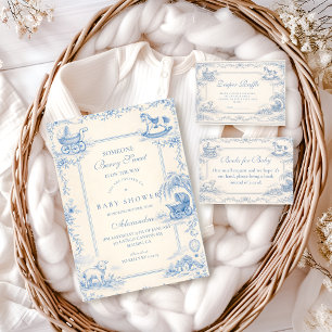 Blue Nursery Toile Baby Shower Napkin