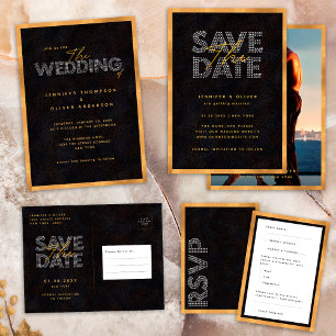 Black and Gold Chic Chicken Wedding Food Choice Place Card