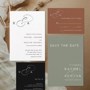 Sage Green Simple Minimalist Wedding Photo  Save The Date