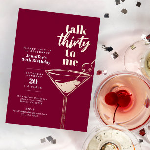 Talk Thirty To Me 30th Cocktail Birthday White Invitation
