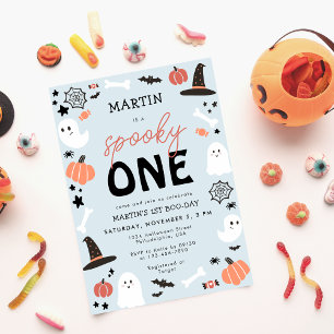 Modern Cute Spooky One Halloween Boy 1st Birthday Napkin
