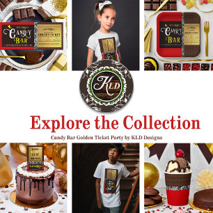 Candy Bar Golden Ticket Party Paper Plate