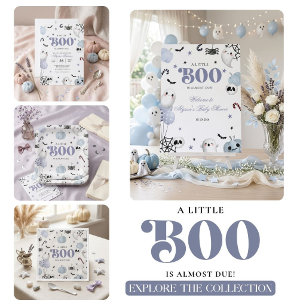 Blue Little Boo is Almost Due Halloween Baby  Square Sticker