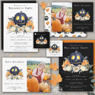Happy Halloween Spooky Pumpkins Crystals  Photo Holiday Card