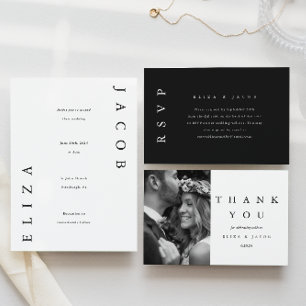 Elegant Black and White Wedding Invitation