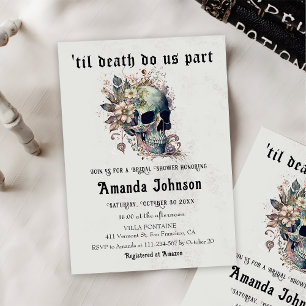 Gothic Floral Skull Bride or Die Bridal Shower Invitation