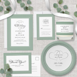 Thank You Wedding Modern Calligraphy Sage Green Postcard