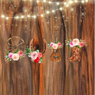 Barn Wood Lights Boots Horse Wagon Wheel Wedding Invitation