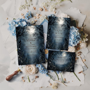 Moody Dark Woodland Wedding Invitation