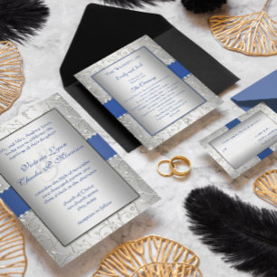 Elegant Plum Silver Swirl Wedding Invitations