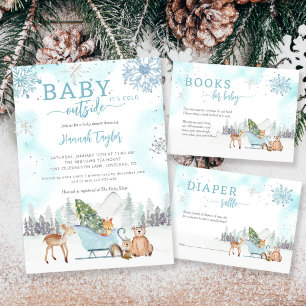 Baby It's Cold Outside Winter Boy Baby Shower Invitation