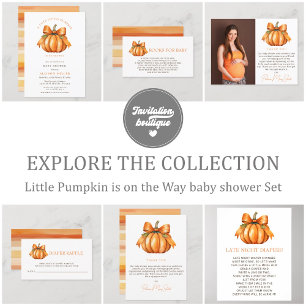 little pumpkin is on the way fall baby shower paper plate