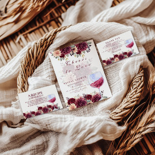 Cheers to Love Burgundy Floral Bridal Shower Invitation