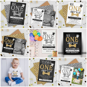 Mr. ONEderful 1st Birthday Photo Thank You Real