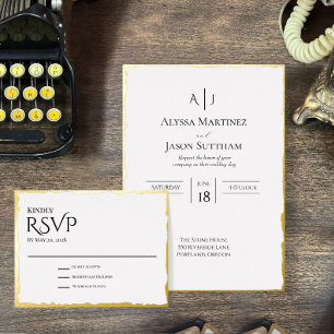 Deckle Edge Foil Wedding Invitation