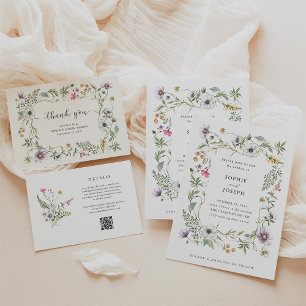 Botanical Wildflowers   Elegant Wedding Invitation