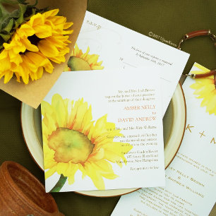 Elegant Sunflowers Casual Outdoor Wedding Invitation