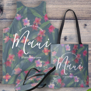 Watercolor Hibiscus Maui Wedding Square Invitation