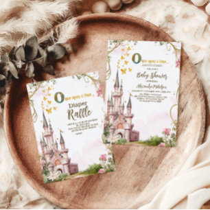 Pink Gold Little Princess Royal  Diapper Raffle Enclosure Card