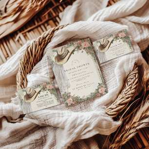 Rustic Cowgirl Hat Floral Bridal Shower Thank You Card