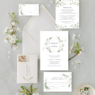Elegant Earthy Greenery Watercolor Invitation