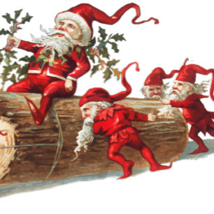 Christmas Greeting Red Elves Winter Elegant Holiday Card