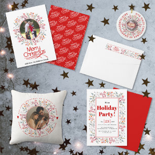 Berries and leaves Merry Christmas Wrap Around Label