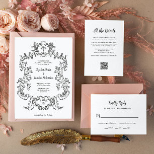 Regal Black and White   Wedding Meal Choice RSVP Card
